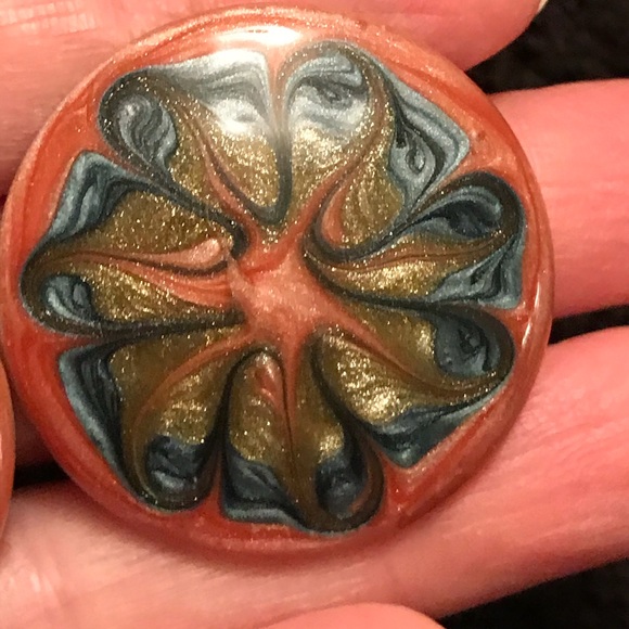 Vintage 80's Button Enamel Earrings Retro - Picture 6 of 8